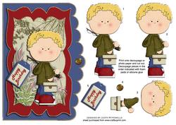 Boy Fishing Scalloped Edge