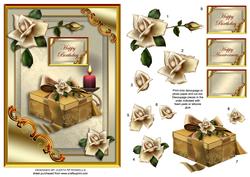 Golden Gift with White Roses