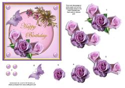 Pink and Lilac Roses Square Card