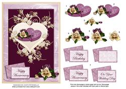 Hearts and Roses in Cream and Burgandy