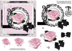 Pink Rose on Black and White