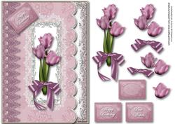 Lilac Tulips Scalloped Card