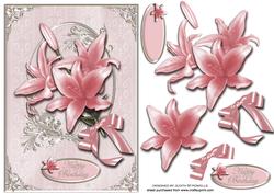 Pink Lilies on Embroidery