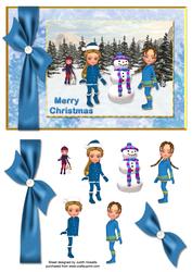 Playing in the Snow Blue Card