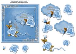 Blue Roses with Silver