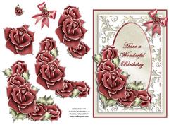 Shimmering Roses Birthday Card Front