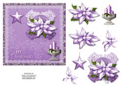 Lilac Poinsettias with Candles Card Front
