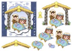 Nativity Blue Square Card Front