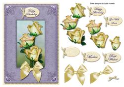Lemon Roses in a Lilac Frame Card Front