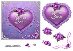 Purple Love Heart Card Front