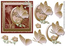 Framed Butterfly and Flower Birthday Card Front