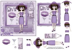 Purple Diva Birthday Card Front
