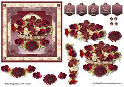 Basket of Red Flowers Card Front