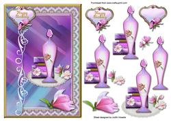 Lilac Perfume Bottles and Flowers Card Front