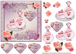 French Perfume and Roses Square Card Front
