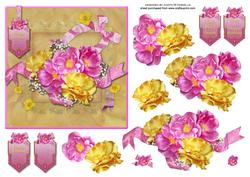 Pink and Yellow Blooms Card Front