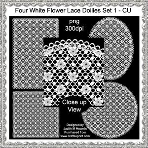 Four White Flower Lace Doilies Set 1 Cu