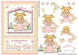 New Baby Girl with Bottle A5 Card Front