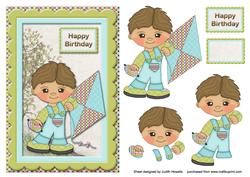 Boy with Kite Scalloped Card Front