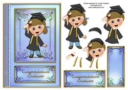 Blue Female Graduation Card Front