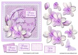Lilac Magnolias in Jewelled Frame Card Front