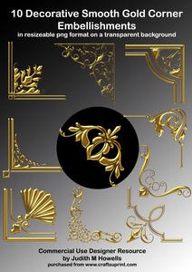 Decorative Smooth Gold Corner Embellishments