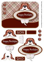 Dangle Dog Wavy Edge Birthday Card Front