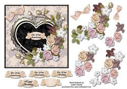 Floral Spray with Heart Frame Card Front