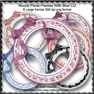 Round Floral Frames with Bow Cu