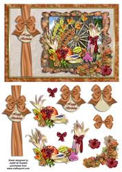 Harvest Scene Card Front with Bow