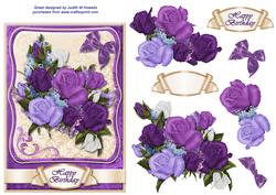 Purple Rose Bouquet Elegant Card Front