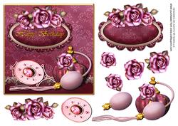 Maroon Roses Mirror and Perfume Card Front