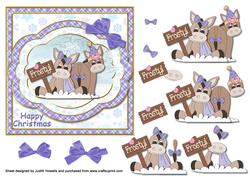 Winter Donkeys Square Christmas Card Front