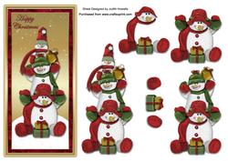 Three Happy Snowmen Card Front