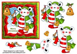 Christmas Bear with Stocking Card Front