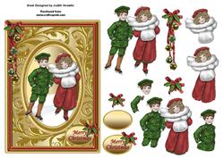 Vintage Skaters on Gold Frame Card Front