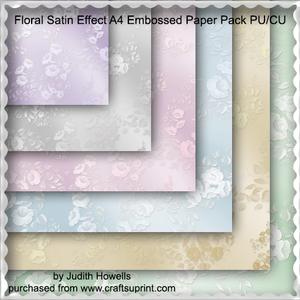 Floral Satin Effect A4 Embossed Paper Pack Pu/cu