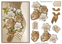 Coffee and Cream Bouquet with Waved Border