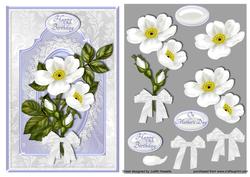 White Wild Roses Card Front