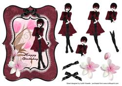 Burgandy and Black Girl Bracket Shaped Topper