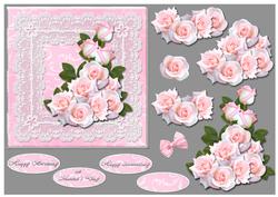 Pink Roses with Lace Frame Square Card Front