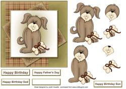 Dog with Bone Gift Square Card Front