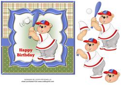 Baseball Bear Large Square Card Front