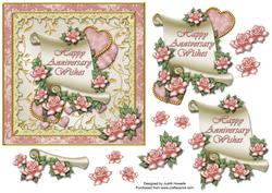 Scroll and Roses Anniversary Card Front