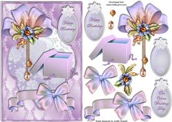 Soft Satin Lilacs Ribbon and Gift Box Card Front