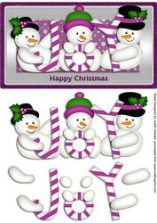 Joyful Snowmen Lilac and Silver Card Front