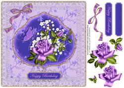 Lilac Rose with Lace Frame Large Card Front