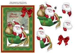 Santa and Sleigh Framed 7 x 5 Card Front