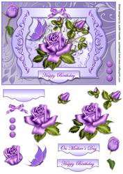 Framed Lilac Rose and Butterfly Card Front