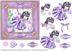 Girl Picking Flowers in Lilac Card Front